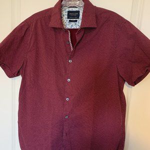 Slim Fit Burgundy Short Sleeve Button Down - Med